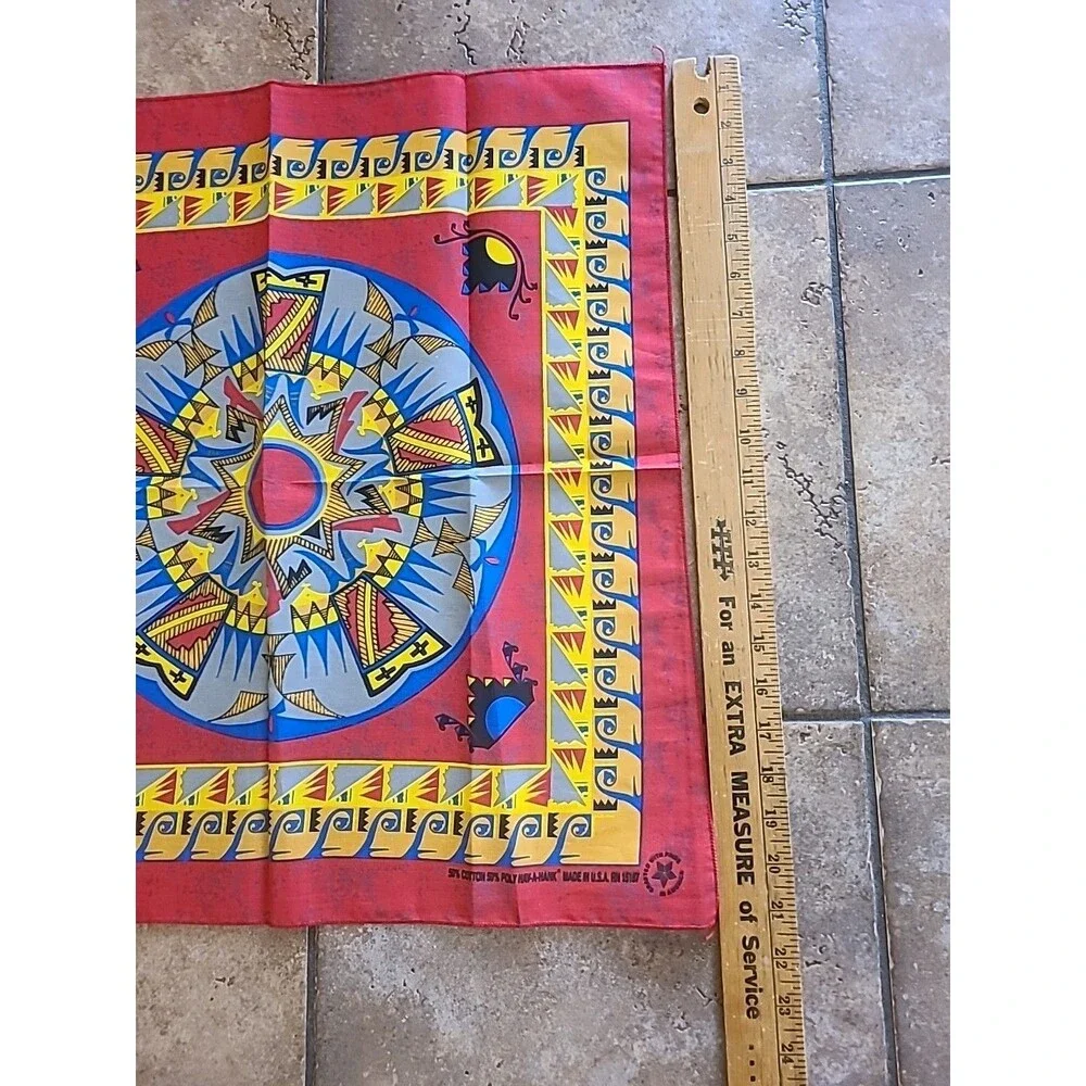 Vintage Hav A Hank Native American Red Tribal Bandana US RN #15187 Scarf Fashion